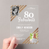 80と素晴らしい金ゴールドグリッター2写真80誕生日 アクリル招待状 (インサイチュ (ポータブル))