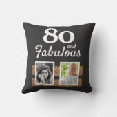 80と素晴らしい金ゴールドグリッター2写真80誕生日 クッション (裏面)