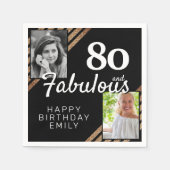 80と素晴らしい金ゴールドグリッター2写真80誕生日 スタンダードカクテルナプキン (正面)