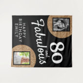 80と素晴らしい金ゴールドグリッター2写真80誕生日 タペストリー (正面(横))