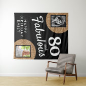 80と素晴らしい金ゴールドグリッター2写真80誕生日 タペストリー (インサイチュ(横))