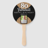 80と素晴らしい金ゴールドグリッター2写真80誕生日 ハンドファン (裏面)