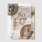 80と素晴らしい金ゴールドグリッター2写真80誕生日 ベラム紙招待状 (オフセット (カップル))