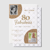 80と素晴らしい金ゴールドグリッター2写真80誕生日 ベラム紙招待状 (オフセット (招待状))