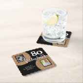 80と素晴らしい金ゴールドグリッター2写真80誕生日 ペーパーコースター (インサイチュ)