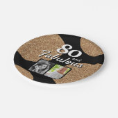 80と素晴らしい金ゴールドグリッター2写真80誕生日 ペーパープレート (アングル)