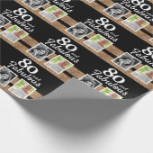 80と素晴らしい金ゴールドグリッター2写真80誕生日 ラッピングペーパー (角)