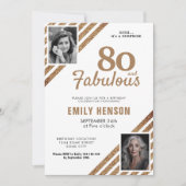 80と素晴らしい金ゴールドグリッター2写真80誕生日 招待状 (正面)