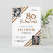 80と素晴らしい金ゴールドグリッター2写真80誕生日 招待状 (スタンド正面)