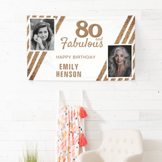 80と素晴らしい金ゴールドグリッター2写真80誕生日 横断幕 (インサイチュ)