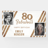 80と素晴らしい金ゴールドグリッター2写真80誕生日 横断幕 (横)