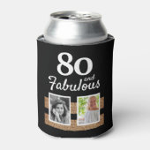 80と素晴らしい金ゴールドグリッター2写真80誕生日 缶クーラー (缶正面)
