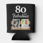 80と素晴らしい金ゴールドグリッター2写真80誕生日 缶クーラー (裏面)