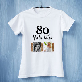 80と素晴らしい金ゴールドグリッター2写真80誕生日 Tシャツ