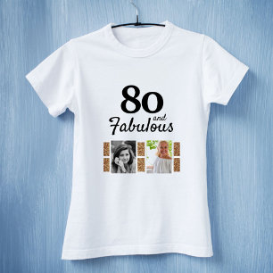 80と素晴らしい金ゴールドグリッター2写真80誕生日 Tシャツ