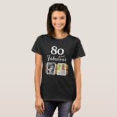 80と素晴らしい金ゴールドグリッター2写真80誕生日 Tシャツ (正面フル)