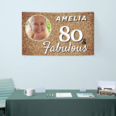 80と素晴らしい金ゴールドグリッター80th誕生日写真 横断幕 (トレードショー)