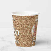 80と素晴らしい金ゴールドグリッター80th誕生日写真 紙コップ (左)