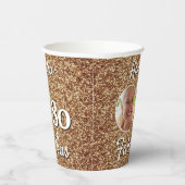 80と素晴らしい金ゴールドグリッター80th誕生日写真 紙コップ (右)
