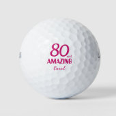 80と素晴らしい隣人の贈り物 – ピンク80誕生日 ゴルフボール (正面)