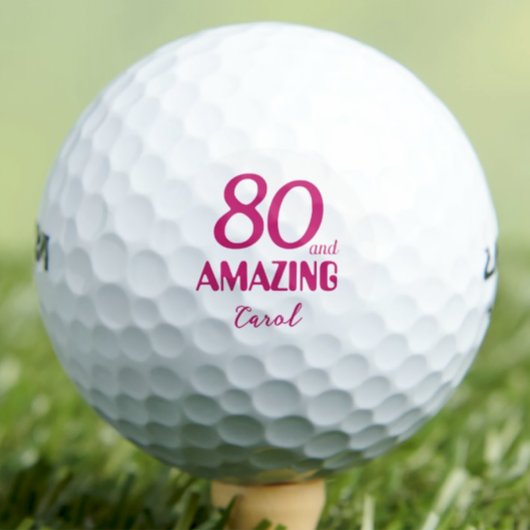 80と素晴らしい隣人の贈り物 – ピンク80誕生日 ゴルフボール