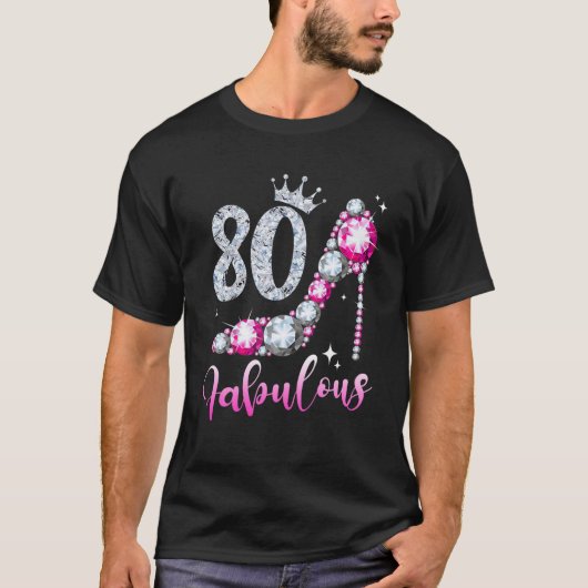 80と素晴らしい80th誕生日シューズクラウンダイヤモンド tシャツ (正面)
