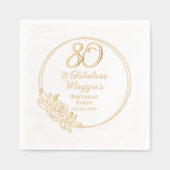 80と素晴らしい80th誕生日パーティーがスタンプ 箔ナプキン (正面)