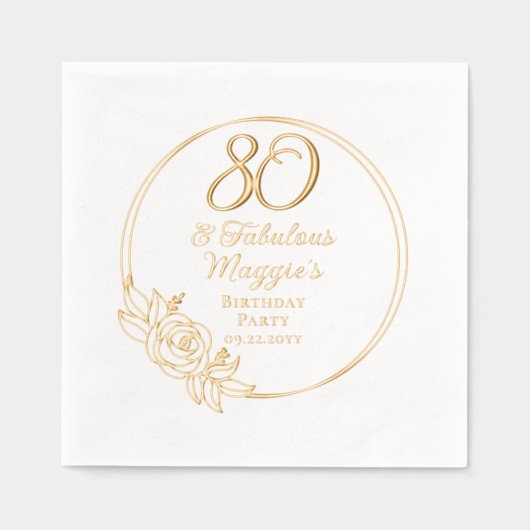 80と素晴らしい80th誕生日パーティーがスタンプ 箔ナプキン (正面)