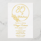 80と素晴らしい80th誕生日パーティーがスタンプ 箔招待状 (正面)