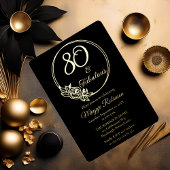 80と素晴らしい80th誕生日パーティーがスタンプ 箔招待状