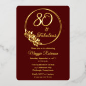 80と素晴らしい80th誕生日パーティーがスタンプ 箔招待状 (正面)