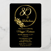 80と素晴らしい80th誕生日パーティーがスタンプ 箔招待状 (正面)