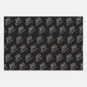 80と素晴らエレガントしいブラック80誕生日 ラッピングペーパーシート (正面)