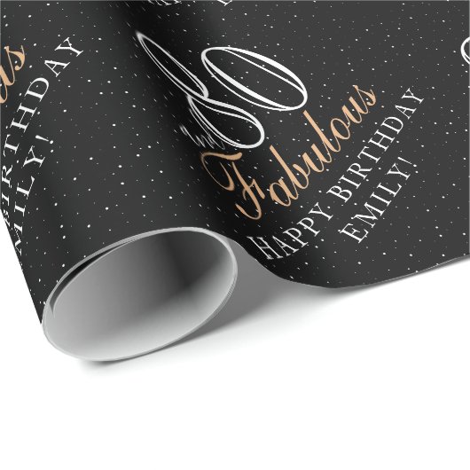 80と素晴らエレガントしいブラック80誕生日 ラッピングペーパー (ロールコーナー)