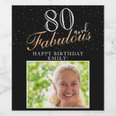 80と素晴らエレガントしい黒写真80誕生日 ワインラベル (シングルラベル)