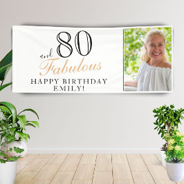 80と80thエレガント誕生日写真 横断幕