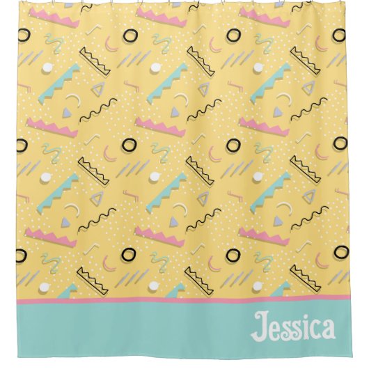 80と90のシャワーカーパーソナライズされたテン シャワーカーテン (正面)