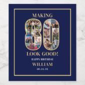 80にして若々しいフォトコラージュ 80歳の誕生日 ワインラベル (シングルラベル)