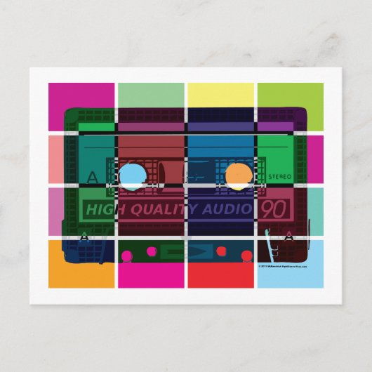 80のカセットカラーブロック ポストカード (正面)