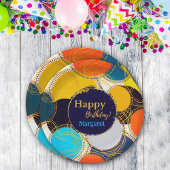 80のカラフルレトロサークル抽象芸術ハッピーバースデー ペーパープレート