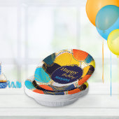 80のカラフルレトロサークル抽象芸術ハッピーバースデー ペーパーボウル