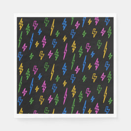 80のカラフルレトロネオン稲妻模様 スタンダードランチョンナプキン