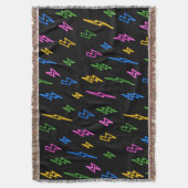 80のカラフルレトロネオン稲妻模様 スローブランケット (正面縦)