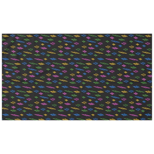 80のカラフルレトロネオン稲妻模様 テーブルクロス (正面(横))