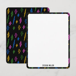 80のカラフルレトロネオン稲妻模様 ノートカード