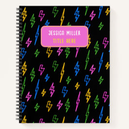 80のカラフルレトロネオン稲妻模様 ノートブック