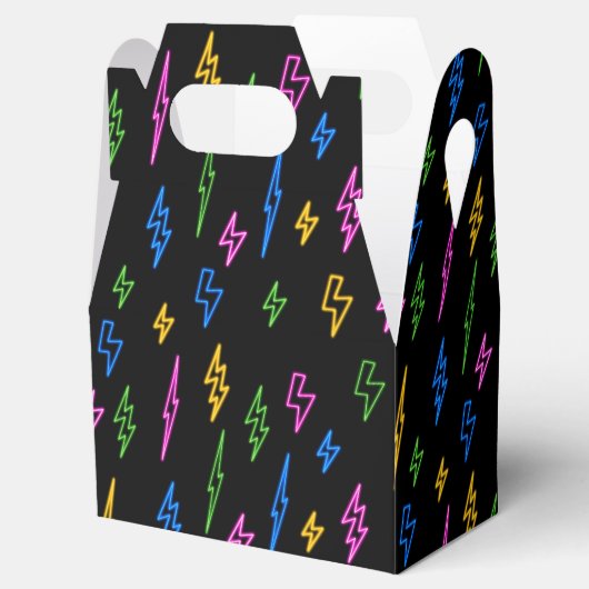 80のカラフルレトロネオン稲妻模様 フェイバーボックス (オープン)