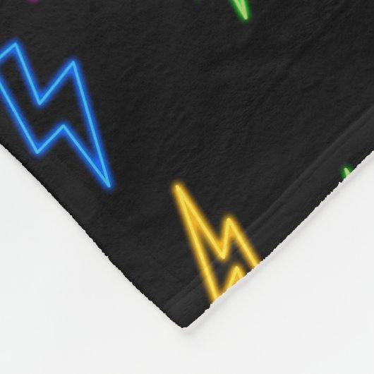 80のカラフルレトロネオン稲妻模様 フリースブランケット (角)