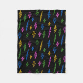 80のカラフルレトロネオン稲妻模様 フリースブランケット (正面)