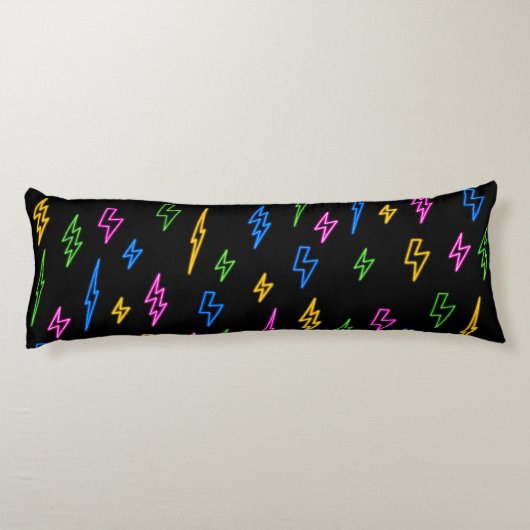 80のカラフルレトロネオン稲妻模様 ボディピロー (裏面)